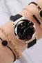 Women's Wristwatch Luxury Fashion Stylish Trend Ladies Set Clock Black Color