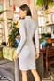 Women's Gray High Collar Zippered Camisole Dress ELB-19001307 - 6