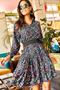 Women's Multi V-Neck Ruffled Dress ELB-19000989 - 4