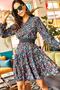 Women's Multi V-Neck Ruffled Dress ELB-19000989 - 5