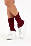 Women's Thick Cotton Winter Leggings Boots Socks Burgundy - 5