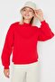 Red Thick Inner Fleece Stand Collar Relaxed/Comfortable Fit Knitted Sweatshirt TWOAW20SW0584 - 3