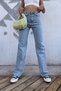Snow Wash Lycra Casual Wide Leg Jean - High Waist Colorfast Fabric Denim Trousers