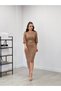 Shimmering Fabric Sleeves Balloon Detailed Pencil Dress - Gold