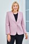 Women's Large Size V-Neck Single Button Lilac Jacket - 2
