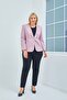 Women's Large Size V-Neck Single Button Lilac Jacket - 4