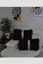 Plush Striped Throw Pillow Cover Rectangular - Black - 3