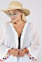 Chiffon Sleeve End with Pompom Detail Pareo-white - 8
