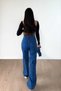 Dark Blue 90's Lycra Super High Waist Loose Jeans Palazzo Trousers - 2