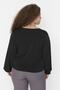 Siyah Balon Kol Kruvaze Yaka Örme Crop Bluz TBBAW23AF00029 - 5