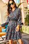 Women's Multi V-Neck Ruffled Dress ELB-19000989 - 3