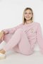 Dried Rose Basic Raised Printed Knitted Tracksuit Set - 3