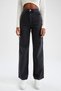 Smoked Lycra Super High Waist Loose Jean Trousers - 2