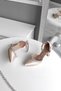 Skin Satin 9cm Champagne Heels with Ankle Belt Double Waterway Stone Evening Dress Stiletto Women's Shoes