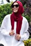 وشاح شال عملي جاهز من القطن الممشط باللون العنابي