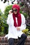 وشاح شال عملي جاهز من القطن الممشط باللون العنابي - 2