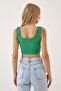 Women's Green Strappy Corded Crop Knitted Blouse GT00030 - 4