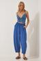 Women's Indigo Blue Linen Shalwar Trousers CI00036 - 2