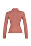 Dusty Rose Fitted High Collar Long Sleeve Ribbed Stretchy Knitted Blouse TWOAW21BZ0423 - 13
