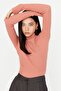Dusty Rose Fitted High Collar Long Sleeve Ribbed Stretchy Knitted Blouse TWOAW21BZ0423 - 6
