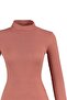 Dusty Rose Fitted High Collar Long Sleeve Ribbed Stretchy Knitted Blouse TWOAW21BZ0423 - 8