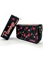 Pencil Case Flamingo Black Kawai Organizer Pencil Case Vegan Leather Three Compartment Pen Holder Black - 2