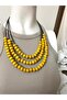 Bohemian Wooden Multiple Bead Necklace Yellow - 2