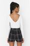 Black Plaid Patterned Tweed Woven Shorts Skirt TWOAW23SR00017 - 5