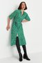 Green Floral Pattern Belted Midi Woven Viscose Shirt Dress TWOSS20EL1559 - 7