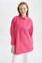 Relax Fit Basic Long Sleeve Poplin Shirt Tunic - 3
