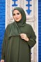 شال قطني ممشط باللون الأخضر الكاكي - 3