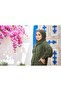 شال قطني ممشط باللون الأخضر الكاكي - 4