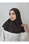 Women's Brown Snap Bonnet Hijab Scarf - 2