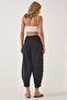 Women's Black Linen Shalwar Trousers CI00036 - 2