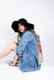 Back Printed Long Women's Denim Jacket, Seasonal Denim Jacket, Denim Coat - 5