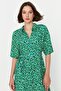 Green Floral Pattern Belted Midi Woven Viscose Shirt Dress TWOSS20EL1559 - 6