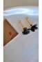 Crystal Rhinestone Black Tulle Earrings Dangle Flower Earrings