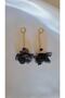 Crystal Rhinestone Black Tulle Earrings Dangle Flower Earrings - 2