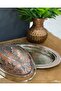 Copper Hand Embroidered Covered Boat Presentation Holder Double Color 40 Cm