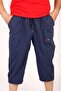 Unisex Linen Fabric Raw Cloth Summer Comfortable Navy Blue Bermuda Capri - 2