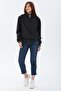 Women's Oversize Waterproof Navy Blue Ribbed Collar Lined Inner Pocket Daily Seasonal Coat - 3