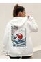 Women's White Notime Printed Oversize Sweatshirt