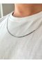 Men's Steel Silver Color Square Braided Thin Chain Necklace - 2