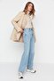 Blue High Waist Long Straight Jeans TWOAW23JE00111 - 2