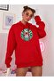 Hawkings Printed Kangaroo Pocket Hooded Red Sweatshirt Hoodie - 2
