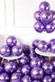 Purple Colored Chrome Balloon 10 Pieces 30 Cm Incredibly Shiny Mirrored Color Vivid Birthday Party Balloon - 7