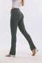 Women's Khaki High Waist Slit Ribbed Leggings Trousers - 4