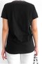 Women's Black Crew Neck Lace Detailed 100% Cotton Design T-Shirt - 6
