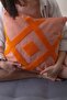 Special Design Orange Cotton Fabric with Punch Embroidery Throw Pillow Cover 43x43 Cm - 6