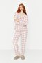 Pembe %100 Pamuklu Ekoseli Örme Pijama Takımı THMAW20PT0266 - 6